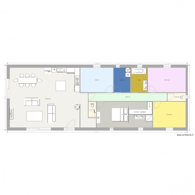 maison 8m par 22m. Plan de 0 pièce et 0 m2