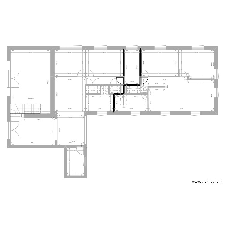 APPART ETAGE FERME IMPLANTATION. Plan de 17 pièces et 188 m2