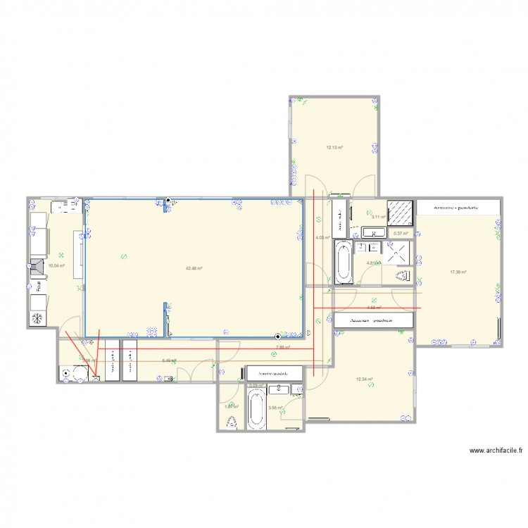 PLAN AG SONYA SDB 20 01 2018. Plan de 0 pièce et 0 m2