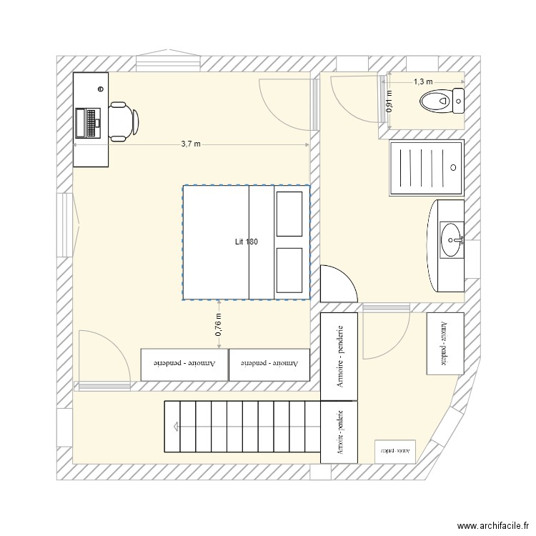 RE V2. Plan de 3 pièces et 35 m2