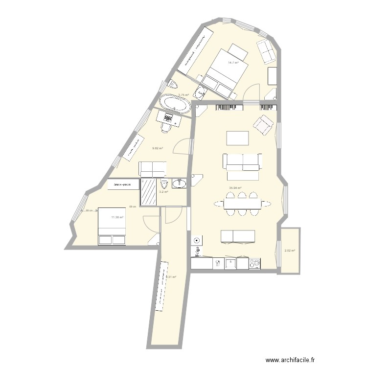 tolbiac 13eme plan Antoine best autre sdb porte mur porteur. Plan de 0 pièce et 0 m2