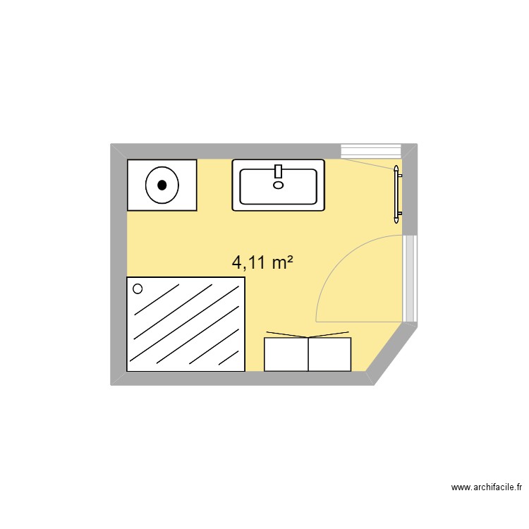 Clavel sdb. Plan de 1 pièce et 4 m2