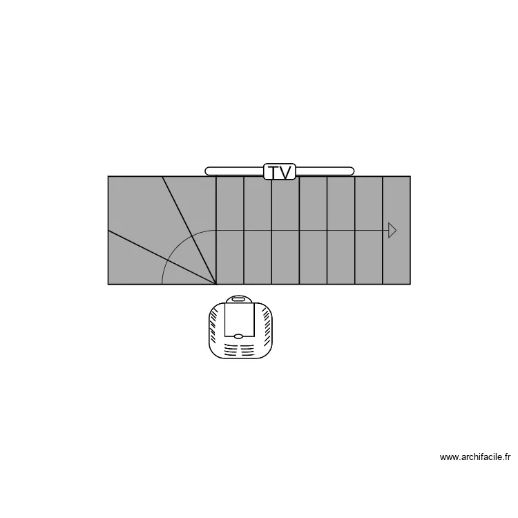 vue de dessus escalier. Plan de 