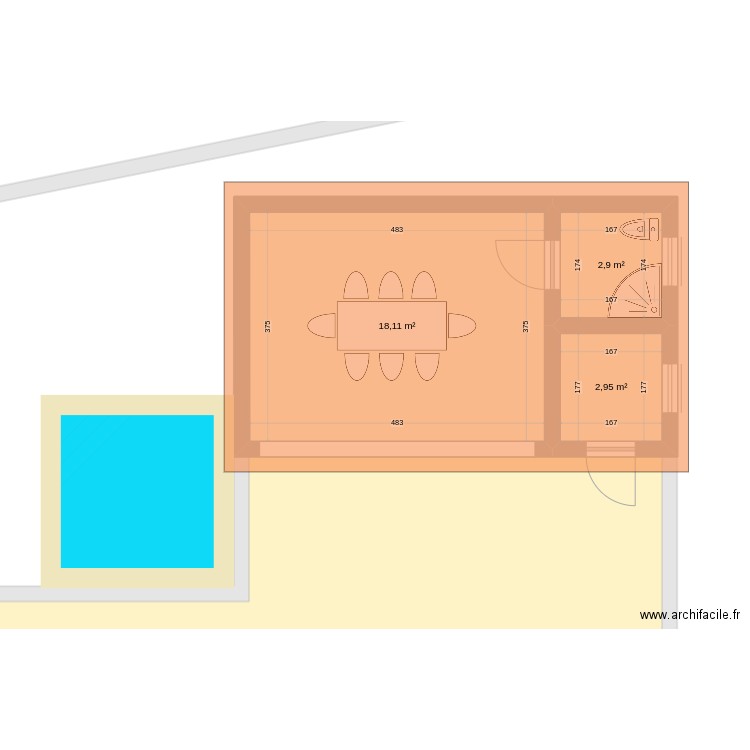 Piscine + poolhouse. Plan de 0 pièce et 0 m2