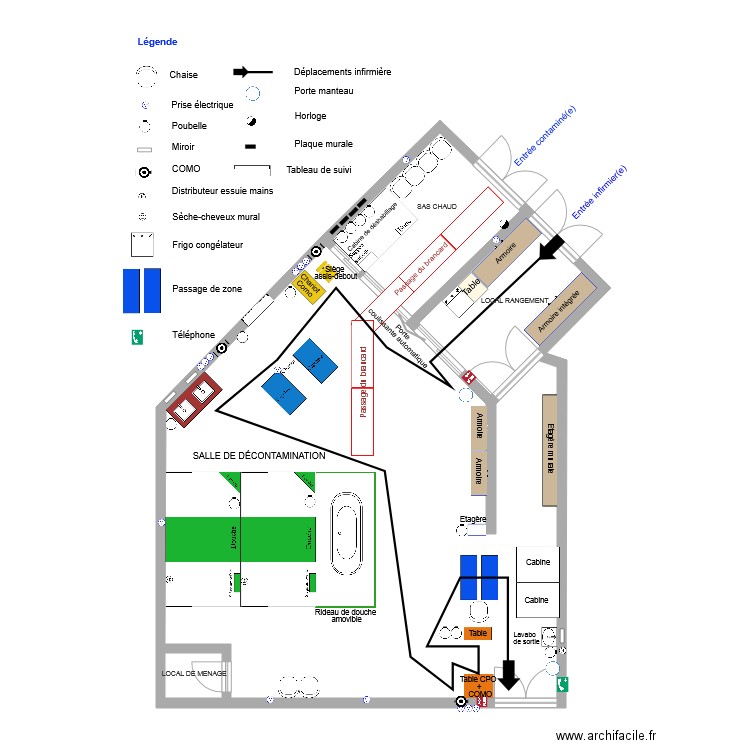 SALLE DE DECONTAMINATION. Plan de 0 pièce et 0 m2