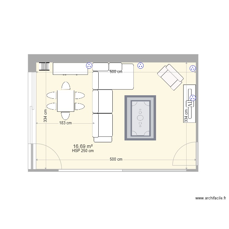 SEJOUR. Plan de 1 pièce et 17 m2