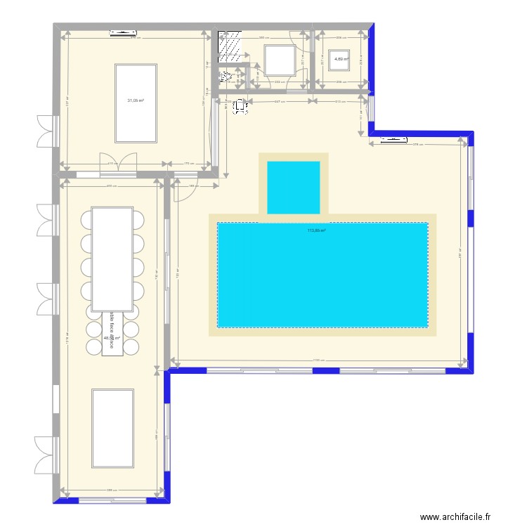 plan piscine a neuf LL V. Plan de 4 pièces et 198 m2