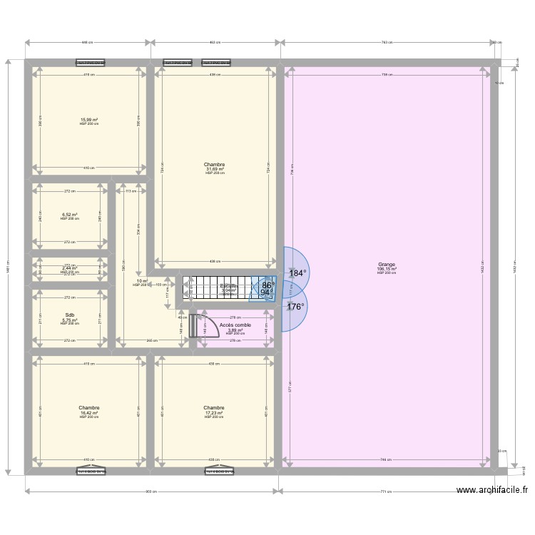 Martin R+1. Plan de 11 pièces et 219 m2