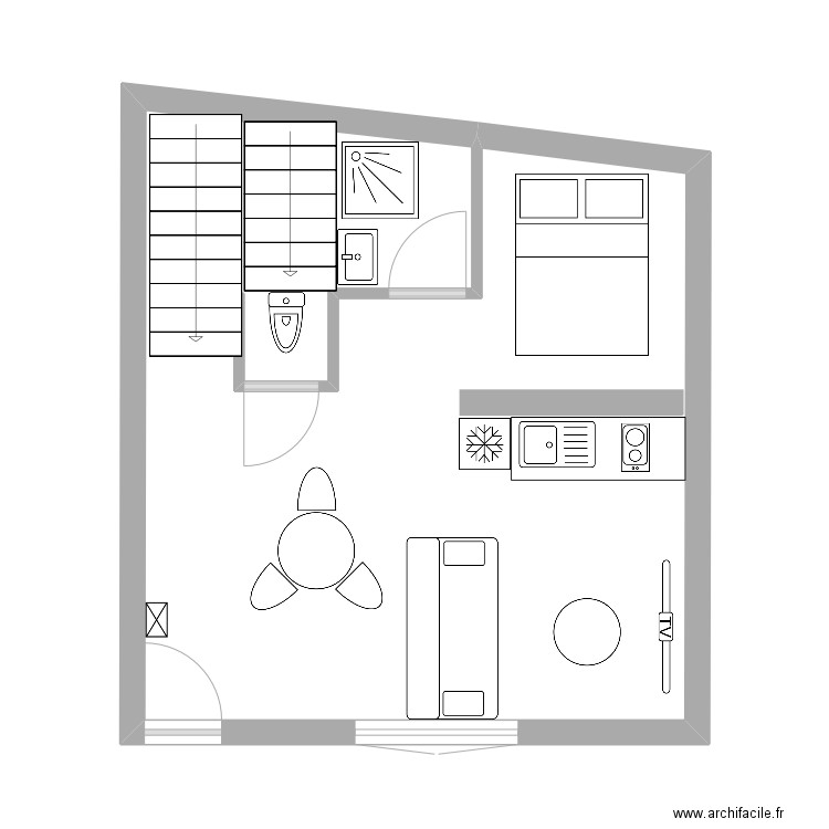 Projet aspet . Plan de 1 pièce et 33 m2