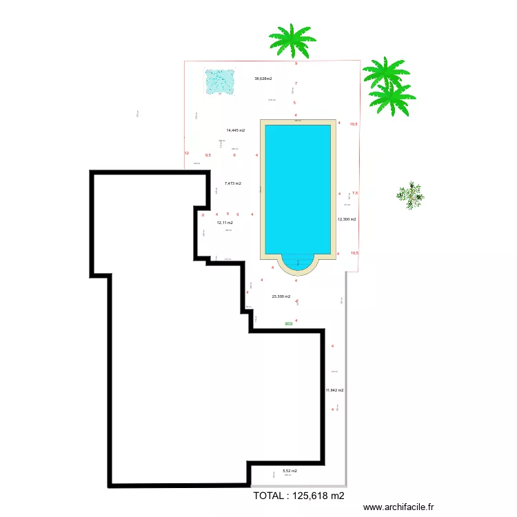 Piscine Implentation deniv. Plan de 