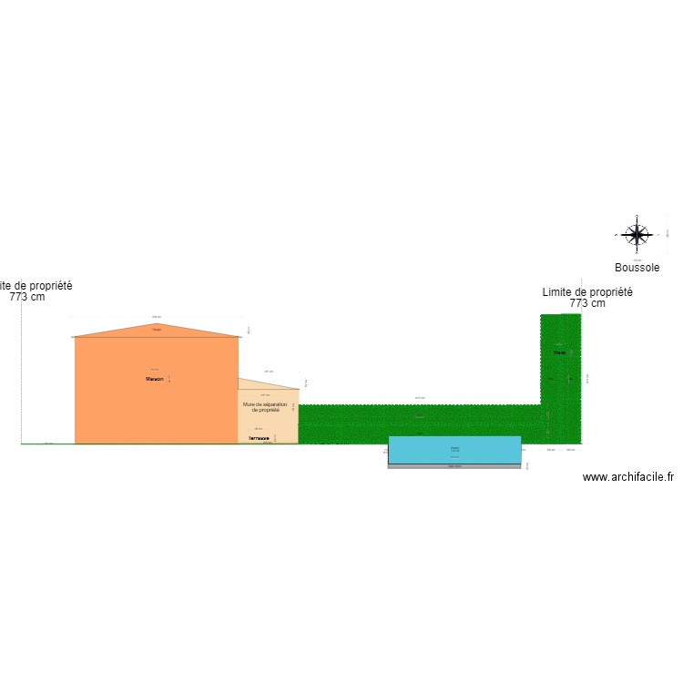 plan de coupe avec piscine bois semi enterrée 6 x 3,2. Plan de 0 pièce et 0 m2