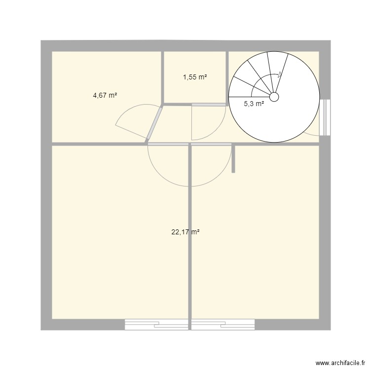 Projet Tiblom Et bas. Plan de 4 pièces et 34 m2