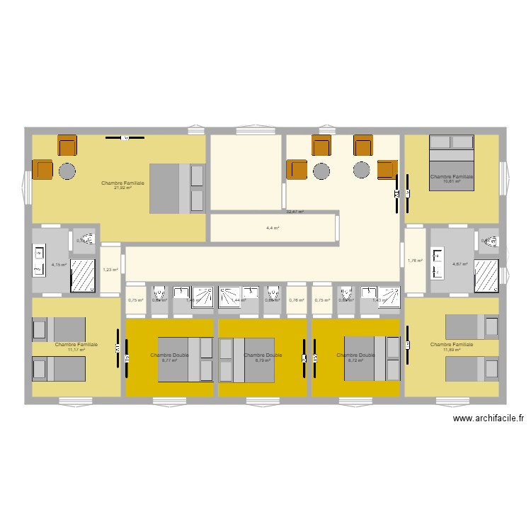 CAMPILE avec modifs. Plan de 61 pièces et 433 m2