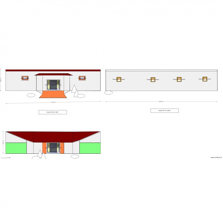 ELEVATION FACADES GITE BOSSA. Plan de 0 pièce et 0 m2