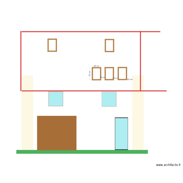 Façade Jardin porte. Plan de 0 pièce et 0 m2