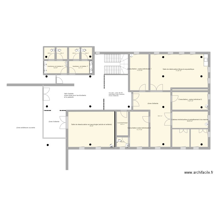 ENKR - RDC aménagé . Plan de 15 pièces et 208 m2