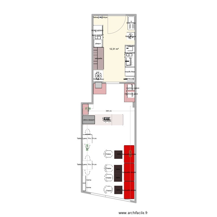 mexikebab gratte ciel. Plan de 1 pièce et 12 m2