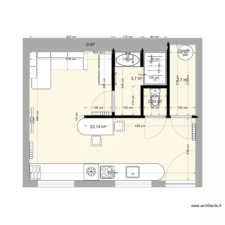 Studio. Plan de 