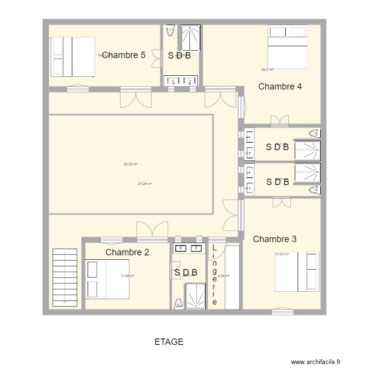 maison cimetiere etage. Plan de 11 pièces et 148 m2