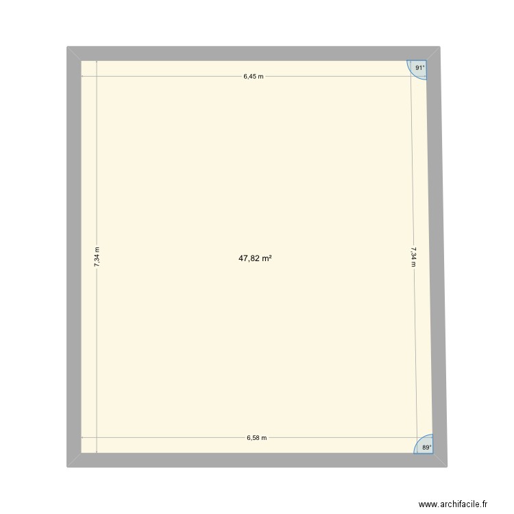 Etage. Plan de 1 pièce et 48 m2