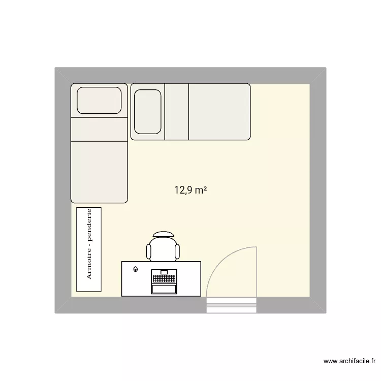 Plan 1. Plan de 1 Pièce et 13 m² Plan 1. Plan de 1 Pièce et 13 m²
