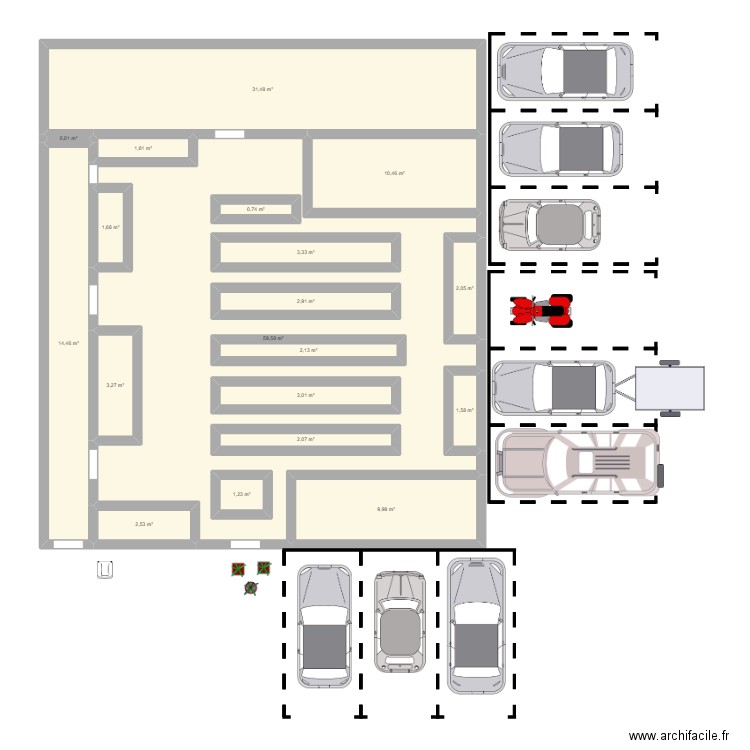 QUALIF JUIN 2022. Plan de 19 pièces et 188 m2