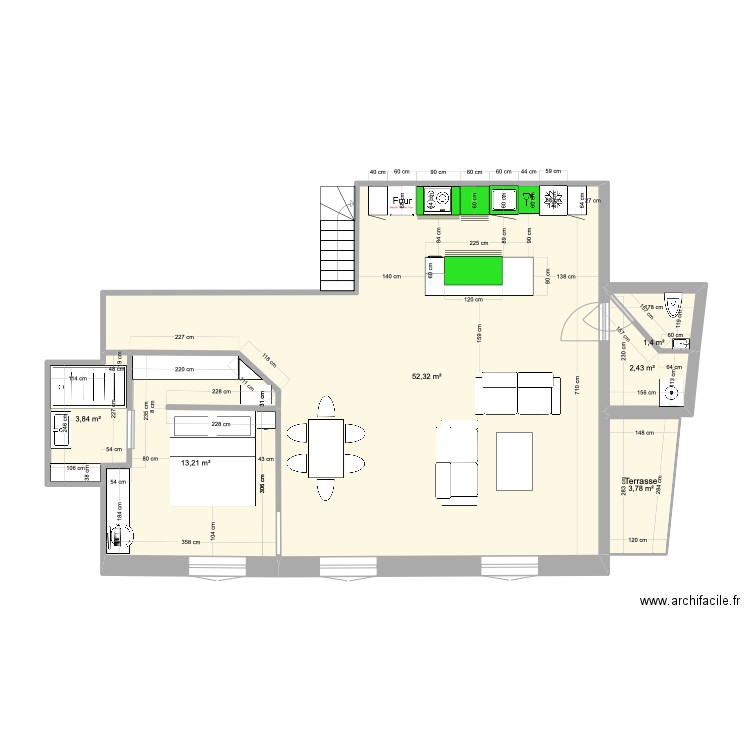 PROJET 1. Plan de 6 pièces et 77 m2