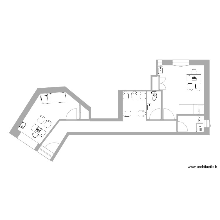 Laveran 2 . Plan de 7 pièces et 51 m2