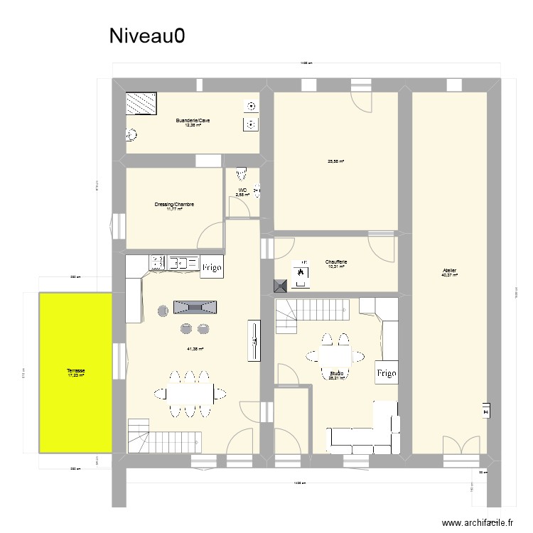 Trossy-Prapezi Niv0 propal2. Plan de 9 pièces et 190 m2