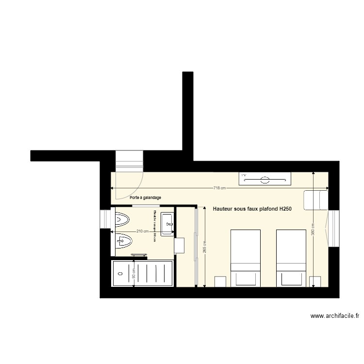 BADIE EXTENSION COTE. Plan de 2 pièces et 27 m2