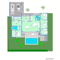 maison plein pied en H. Seul