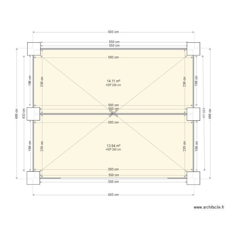 Garage Le Fleix. Plan de 2 pièces et 28 m2