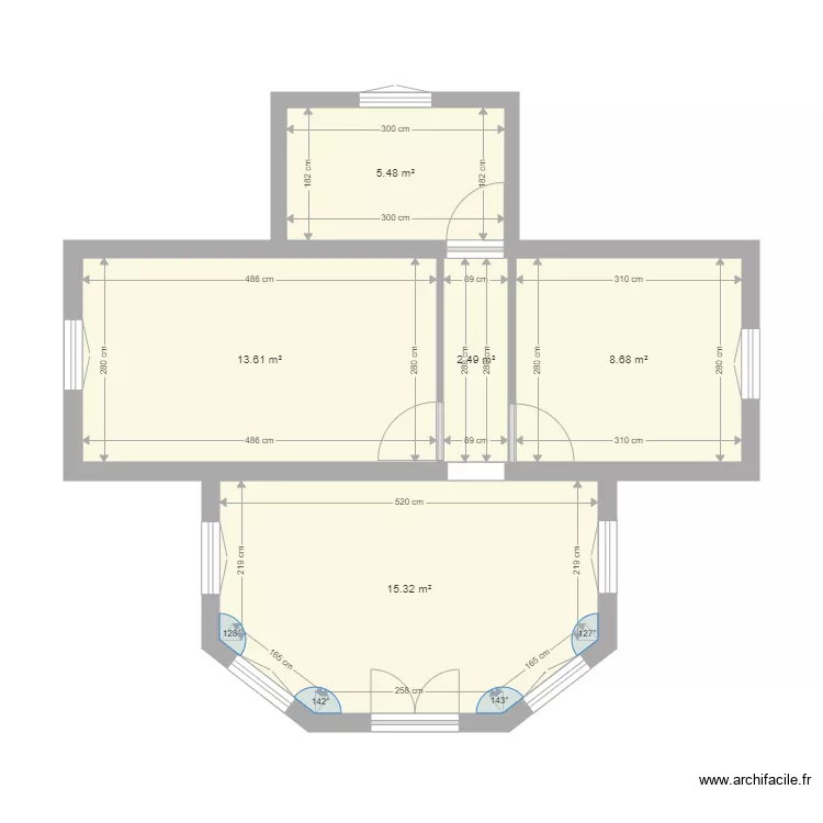 Maison de Rachelle couloir sdb. Plan de 