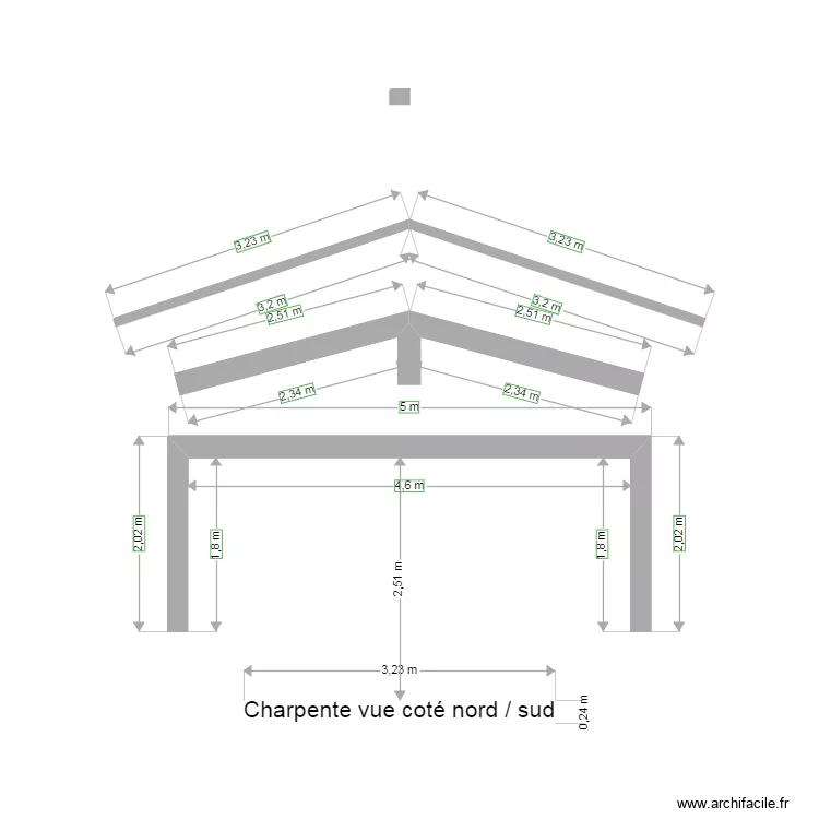 Charpente garage. Plan de 