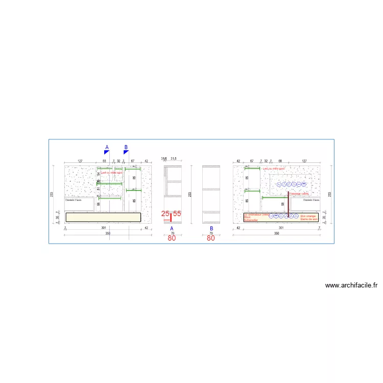 elec meuble cheminee. Plan de 