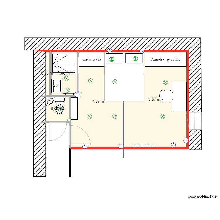 Projet chambre 1. Plan de 0 pièce et 0 m2