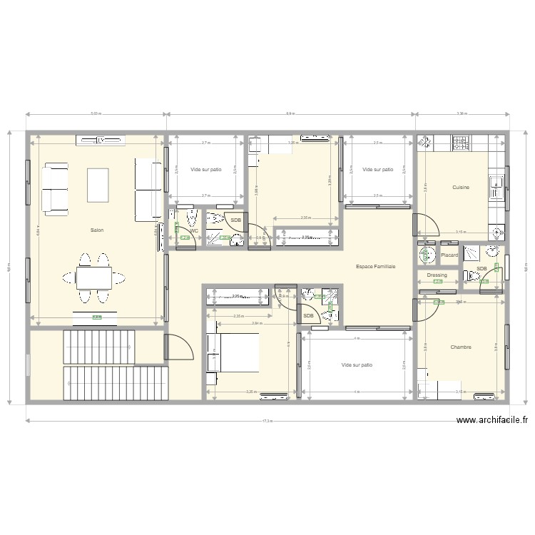 Cité avion. Plan de 65 pièces et 745 m2