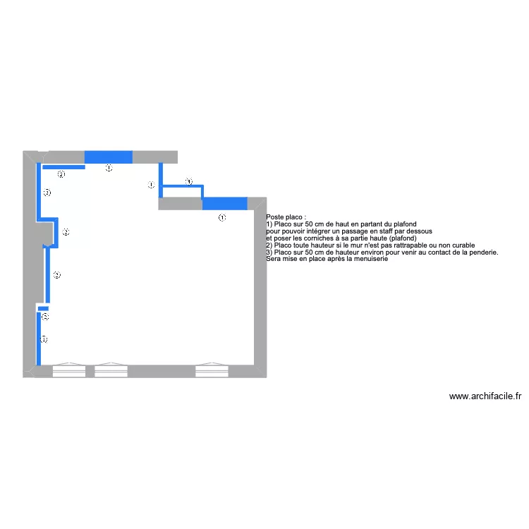 s&eacute;jour (poste placo). Plan de 