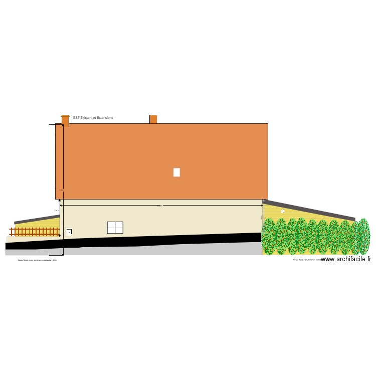 Meaulne Façade Est Extension. Plan de 0 pièce et 0 m2