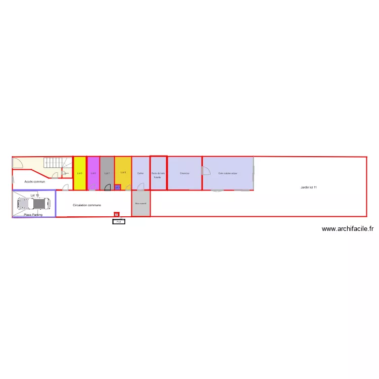 rez de chauss&eacute; pousssy v5. Plan de 