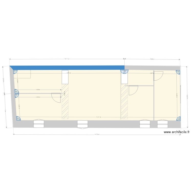 PJ EA. Plan de 2 pièces et 128 m2