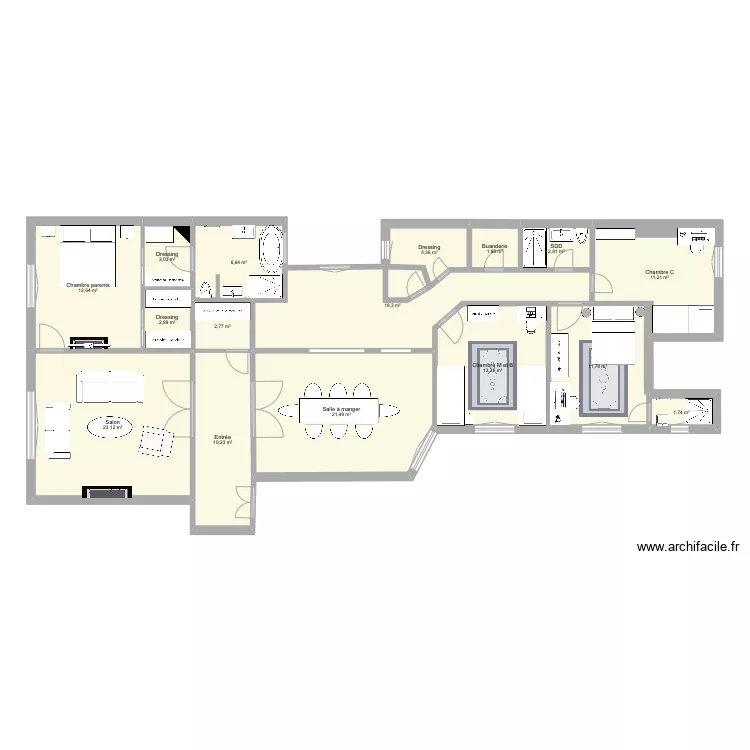 Appartement campagne premi&egrave;re transfo 5. Plan de 
