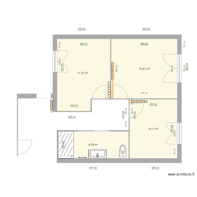 MDPH 2. Plan de 4 pièces et 40 m2