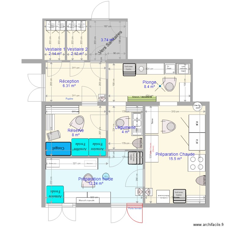 Mazerolles 003. Plan de 9 pièces et 62 m2