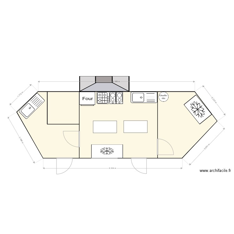 cuisine emg. Plan de 4 pièces et 41 m2