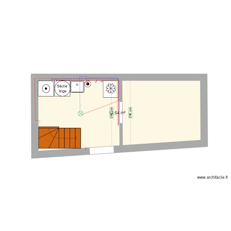 André RdC. Plan de 1 pièce et 15 m2