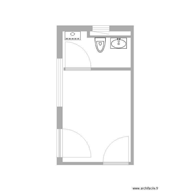 Sanitaire Handicapé 2. Plan de 2 pièces et 11 m2