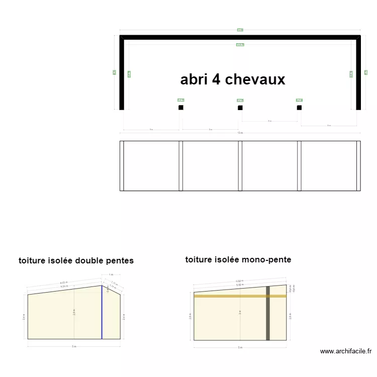 ABRI MUR 4 x13 ext - 3,8 x 12,6 int. Plan de 