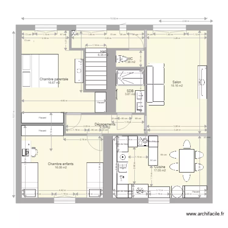 Appartement JOUBERT V4. Plan de 