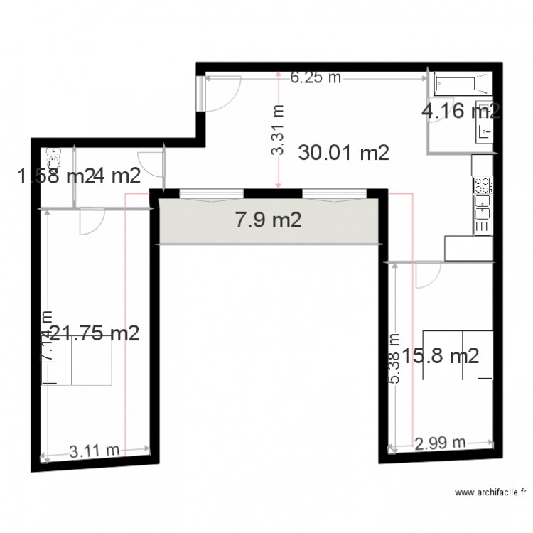 New 302 3pieces jardin. Plan de 0 pièce et 0 m2